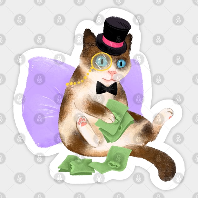 Cash Cat Sticker by SarahWrightArt